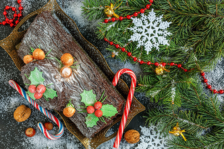 No‑bake vegan Yule log for Christmas dinner