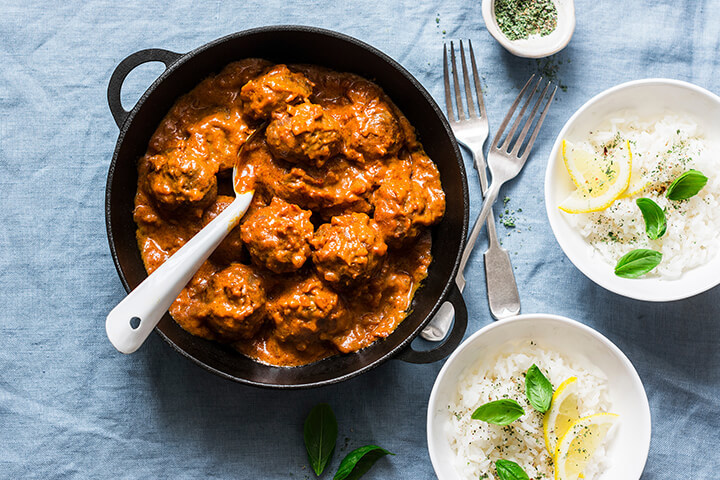 Vegetarian meatball stew for vegan Christmas meals