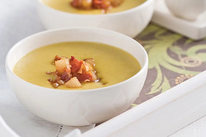 Recipe for leek, pear and pancetta velouté