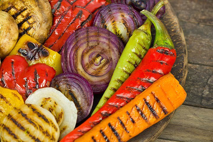 Vegetables grilled on the BBQ before freezing